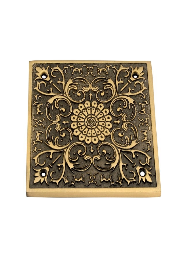 DEVDECOR, Brass Decorative Door Plate - 4 inch Traditional Floral Design Door Accessory for Main Door, Home Entrance & Temple Décor - Image 2